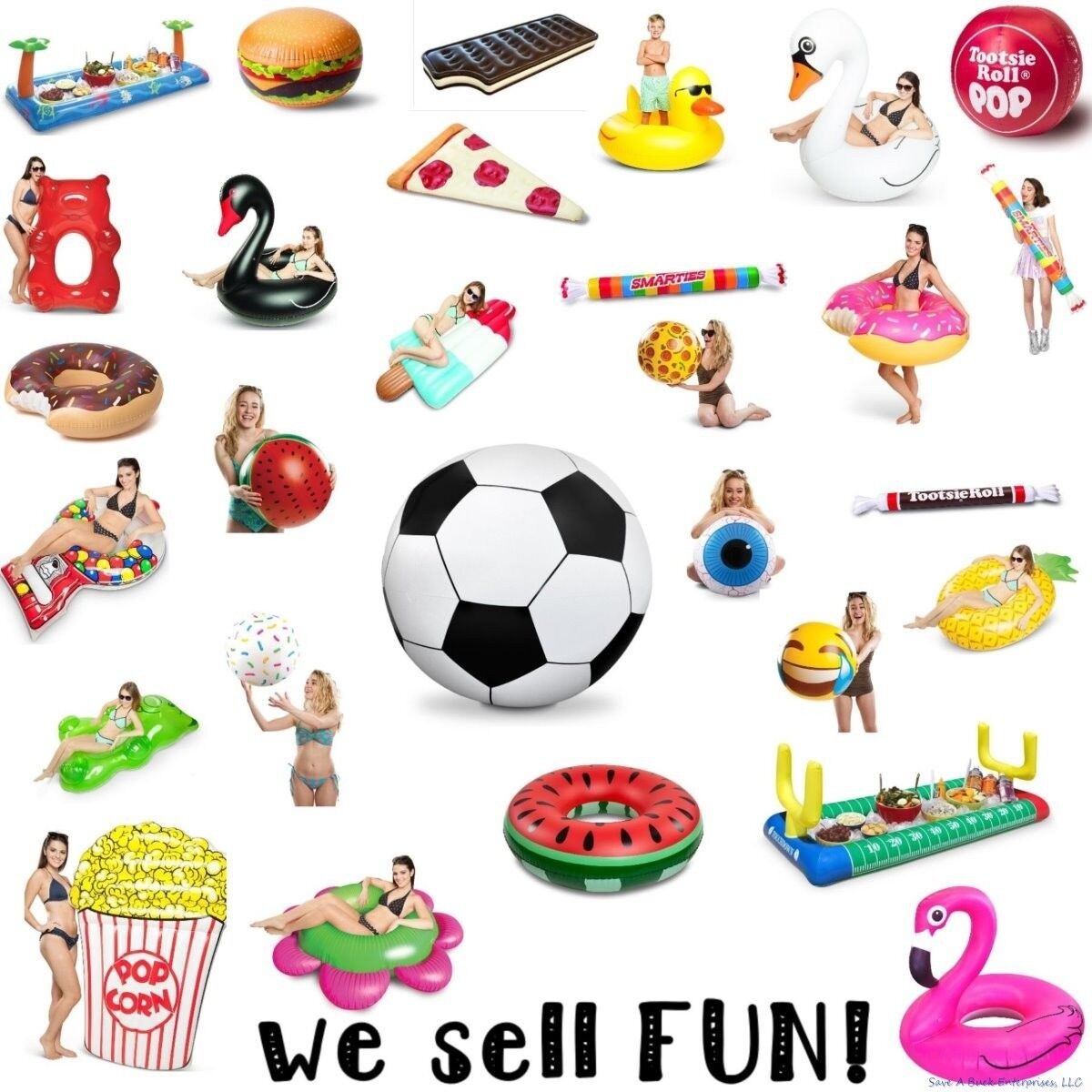 (3) SWIRL Color Inflatable Ice Cream Cone – Blow Up Pool Toy Party Decorations