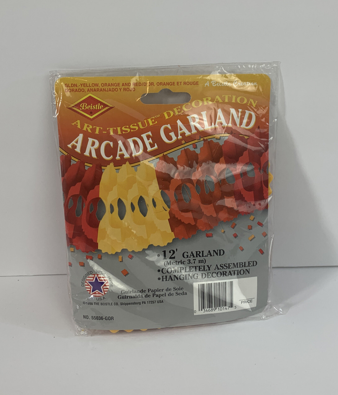 Beistle Arcade Garland 12 ft long Red Yellow Orange art tissue