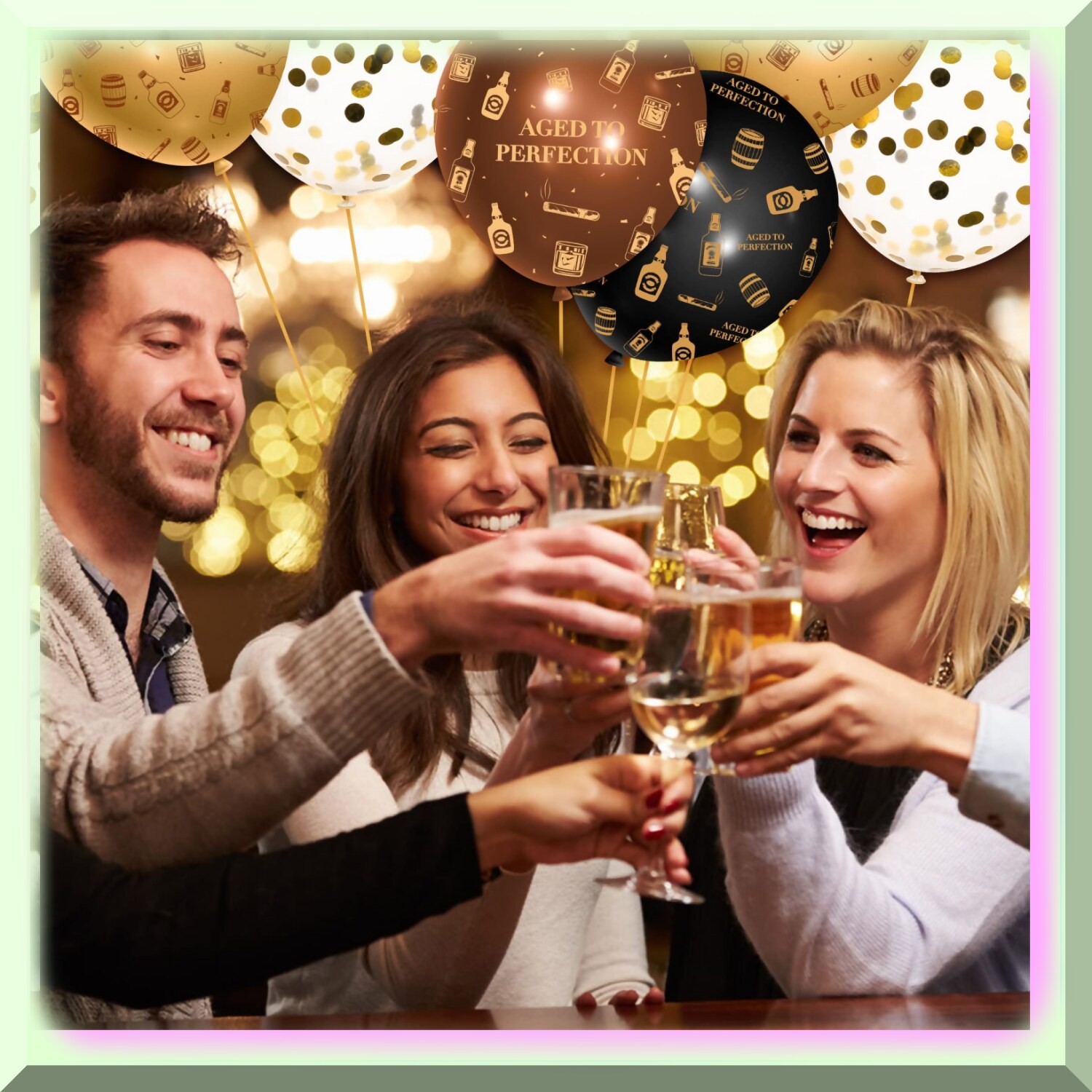 Whiskey Theme Party Balloons Set 36 Latex with Ribbon