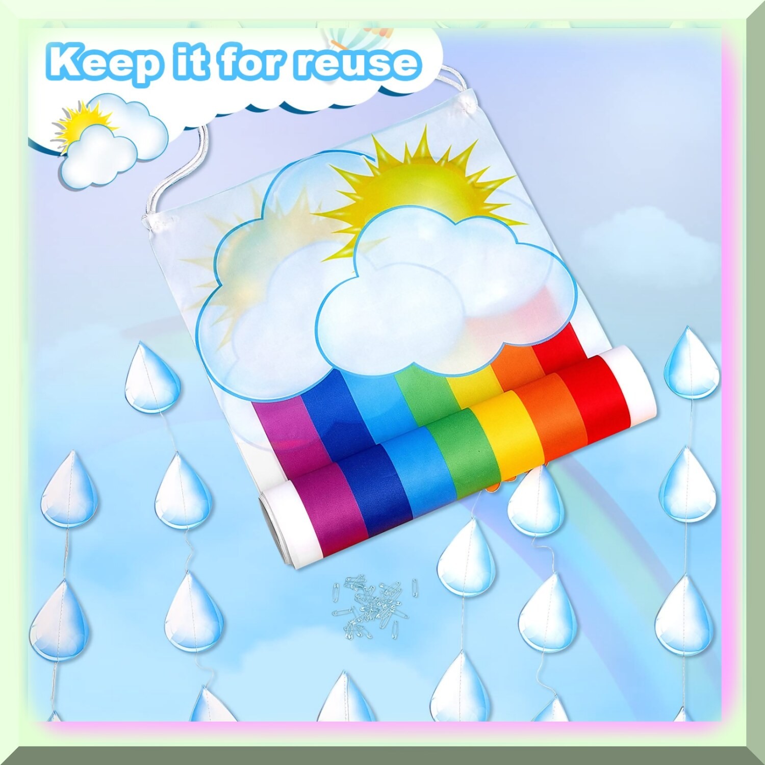 Hanging Cloud Decoration with Raindrop Garland