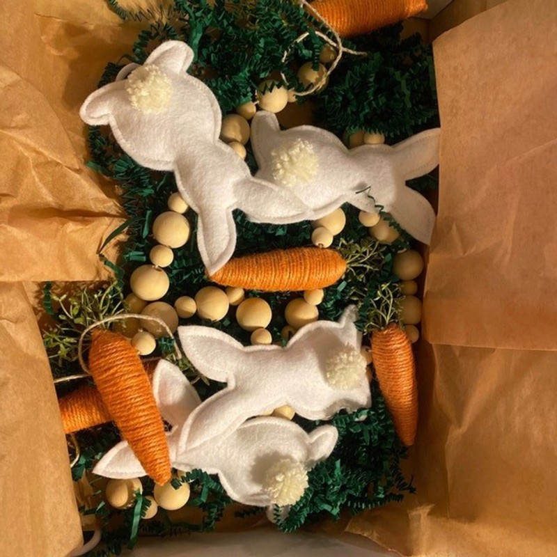 Easter Decor Rabbit Carrot Wreath Easter Banner Decoration Home Decor Ornament