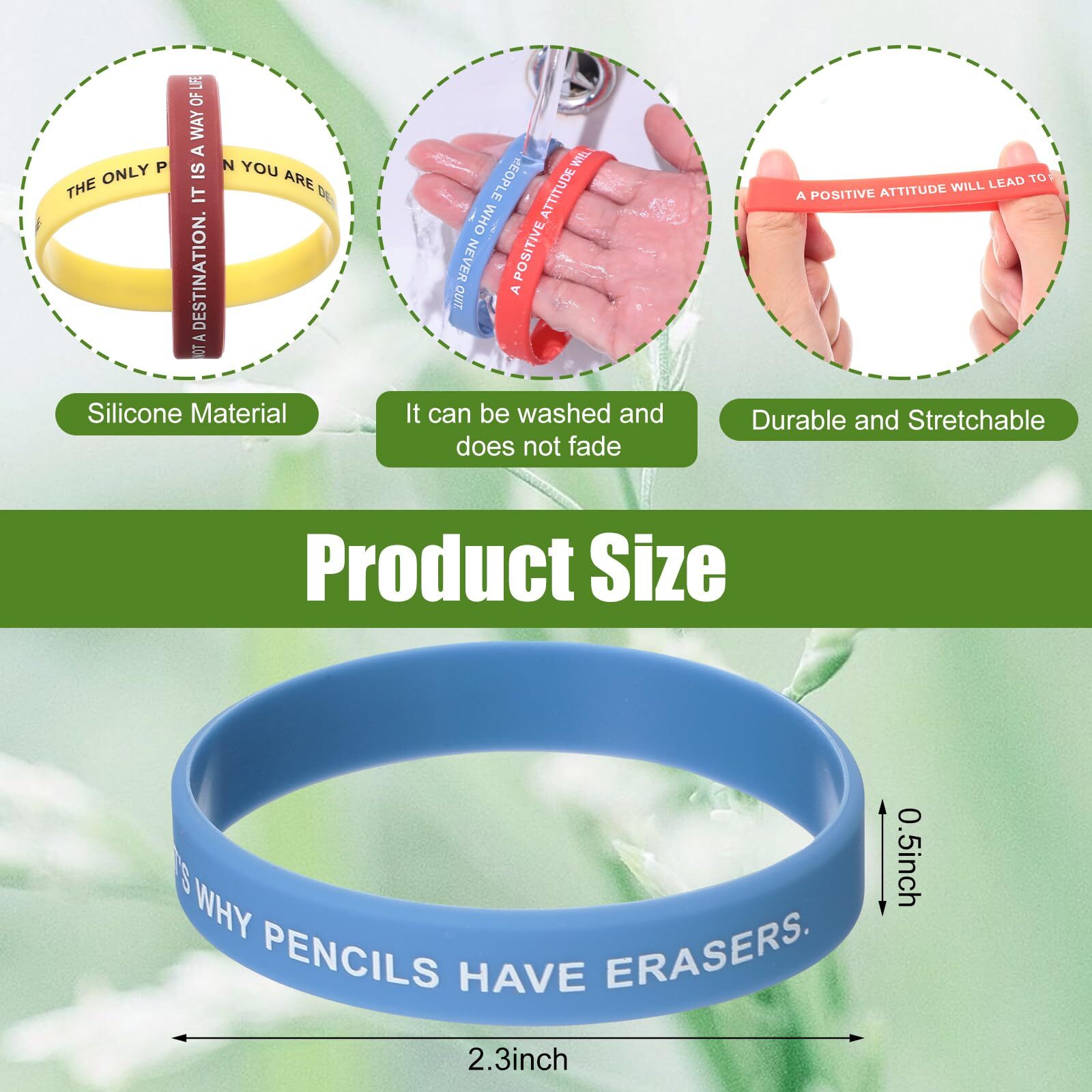 100 Pieces Inspirational Silicone Wristbands Motivational Quote Rubber Bracelet