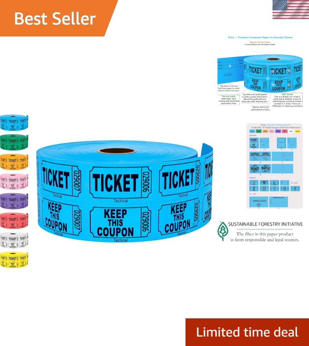 Convenient 1000 Raffle Tickets in Blue – Ideal for Events, Fundraisers & Prizes
