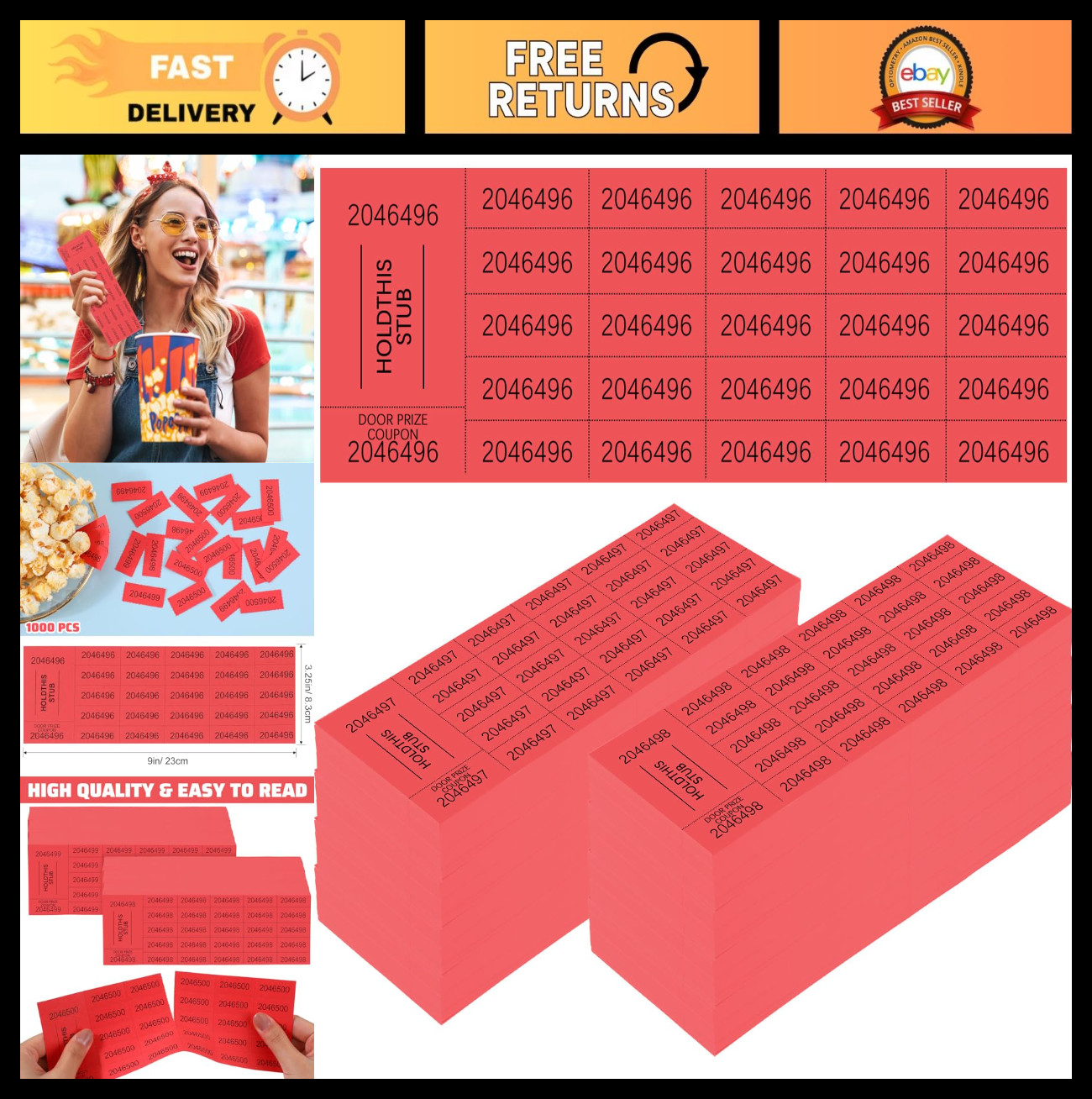 1000 Raffle Ticket Sheets – 25 Bid Chinese Auction Tickets for Events & Auctions