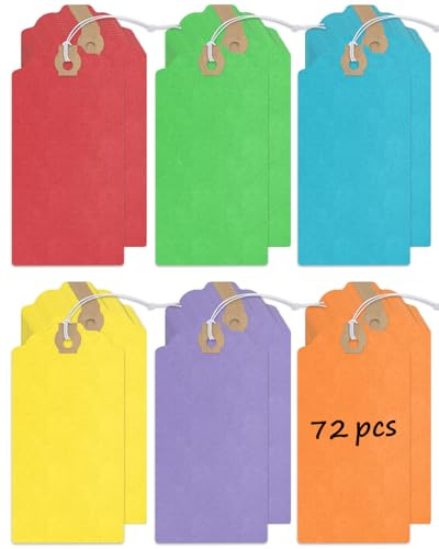 72 Pcs Blank Shipping Tags with Elastic String Attached Cardstock Paper Hang