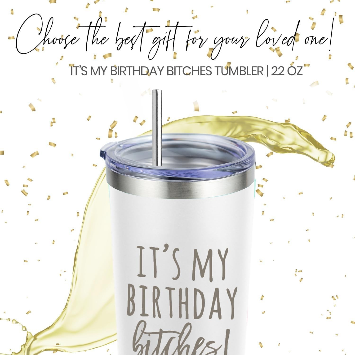Birthday Bitches Wine Tumbler – 22 oz Stainless Steel Insulated Cup, Uniqu
