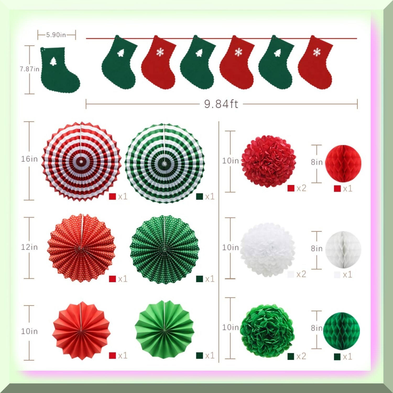 Festive Party Pack with Banner Snowflakes Honeycomb Balls Stars