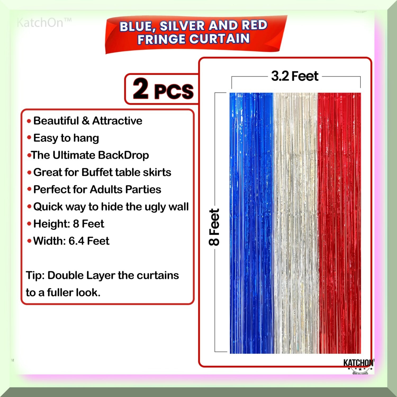 Red White Blue Streamers 8×6.4 Feet
