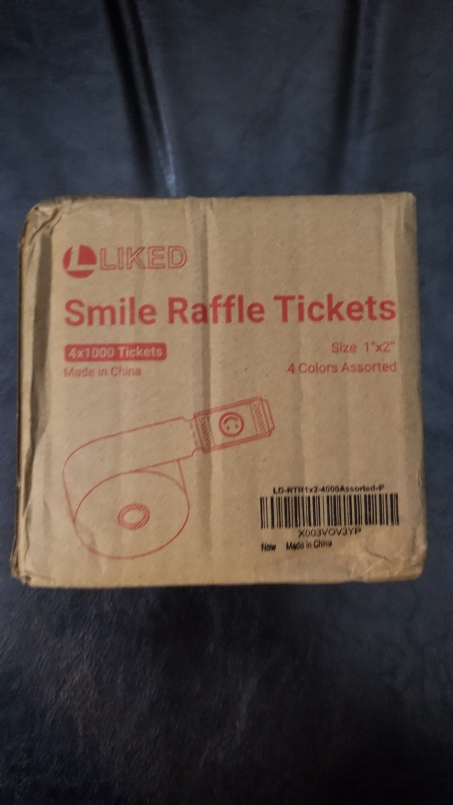 Raffles tickets, pack of 4 rolls, Smiley Face. 1000 per roll.