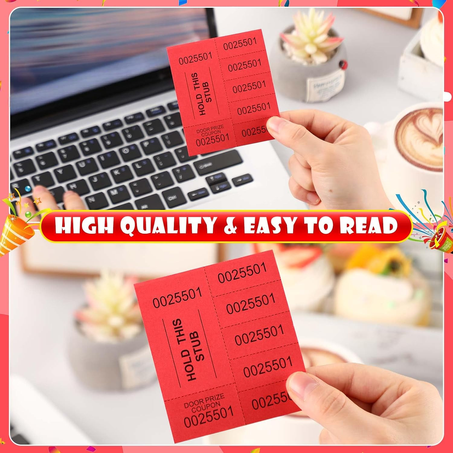 1000 Sheets 5 Bid Raffle Ticket Sheets Chinese Auction Tickets Numbers for Baske