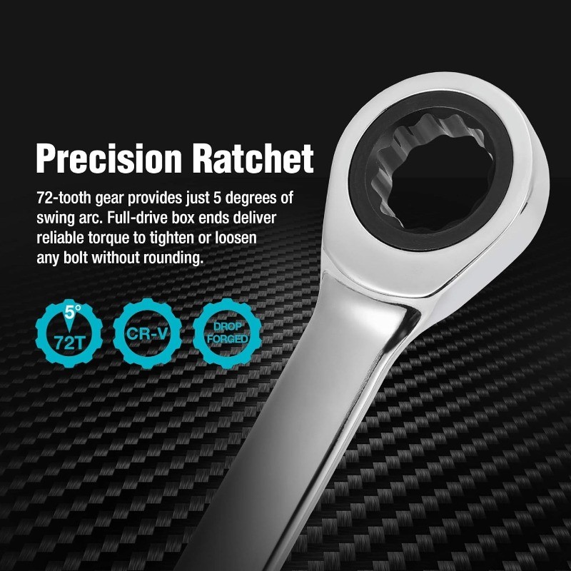 Extra Long Ratcheting Wrench Set, Double Box End Wrench Set, Metric