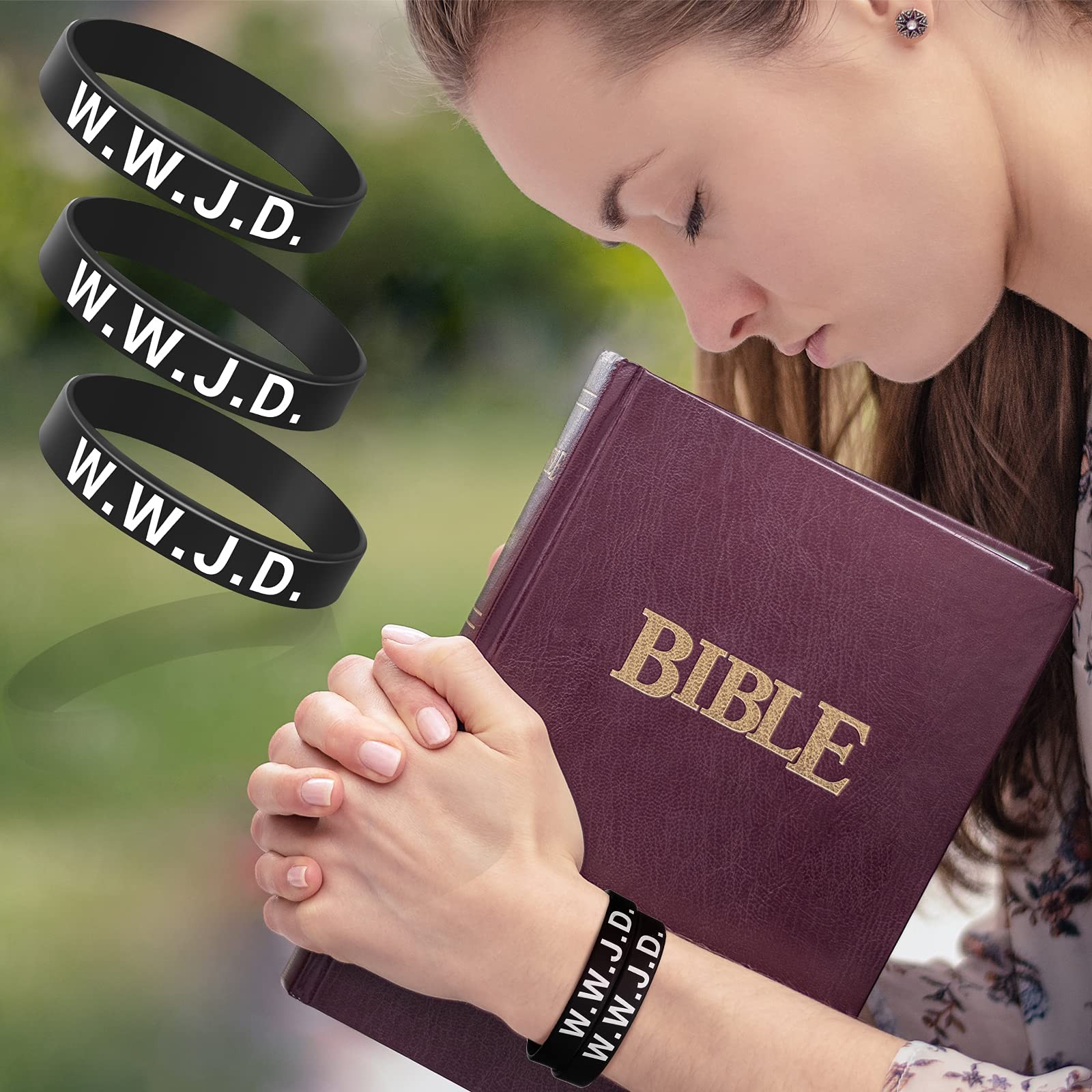 20 Pcs WWJD Bracelets What Would Jesus Do Silicone Wristbands for Men Party F…