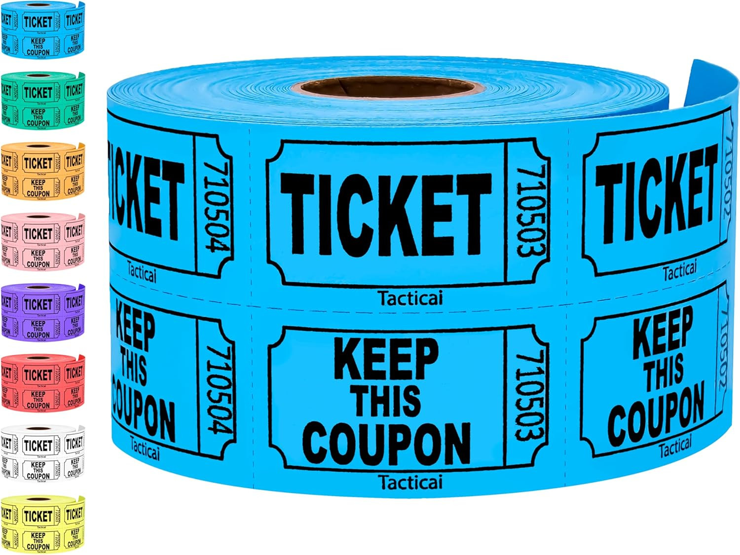 500 Raffle Tickets, Blue (1 of 8 Colors), Double Roll, Ticket for Events, Entry,