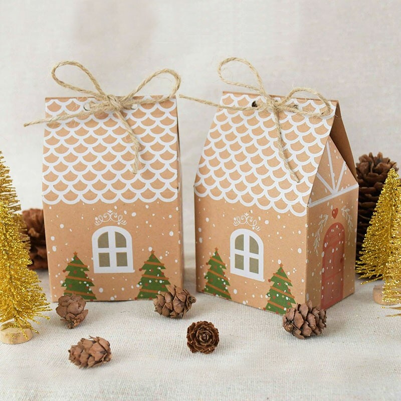 Christmas Candy Box Bags Santa Claus Gift Box Party Decoration New Year Kids Gif