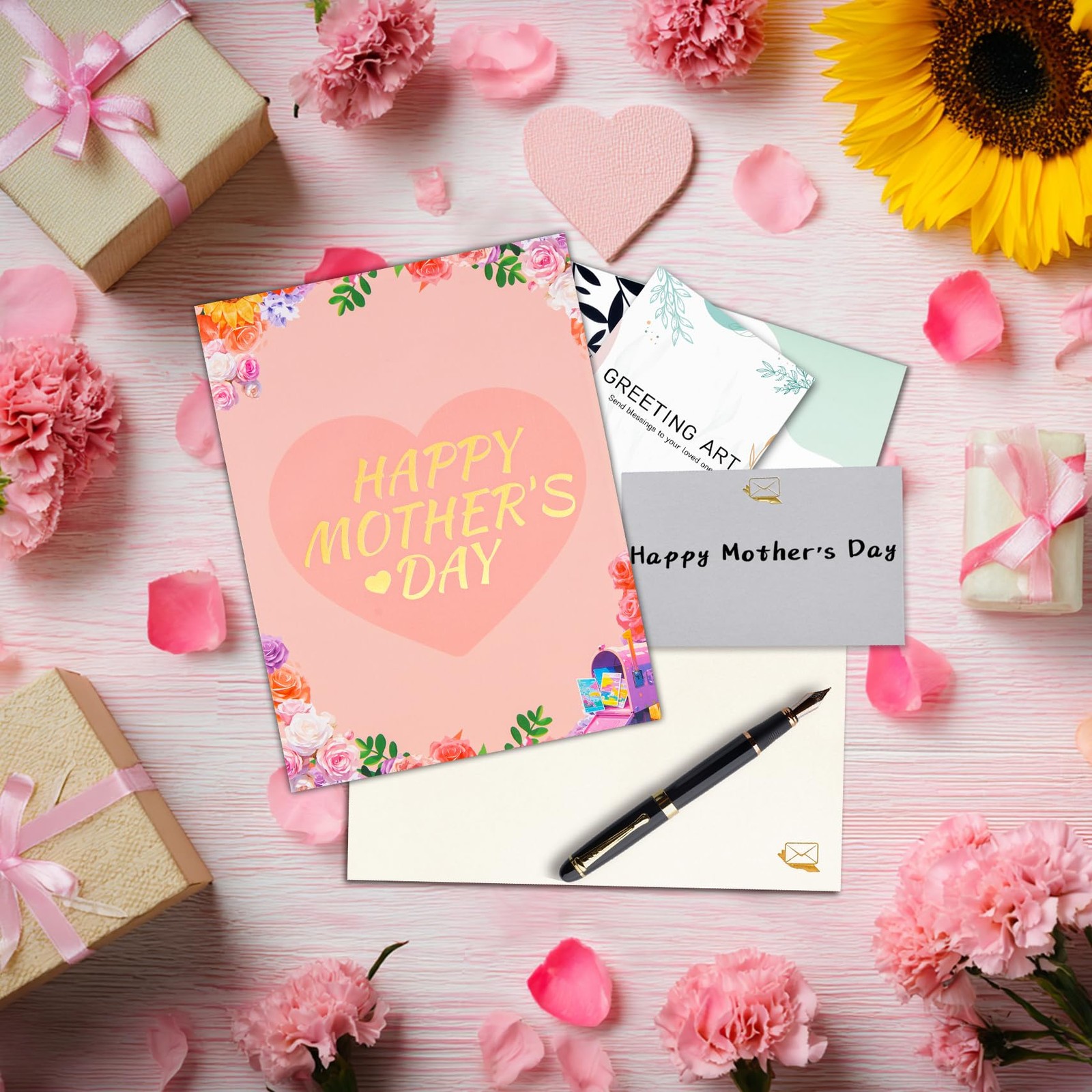 GREETING ART Happy Mothers Day Card, Pop Up 20×15 cm, Roses
