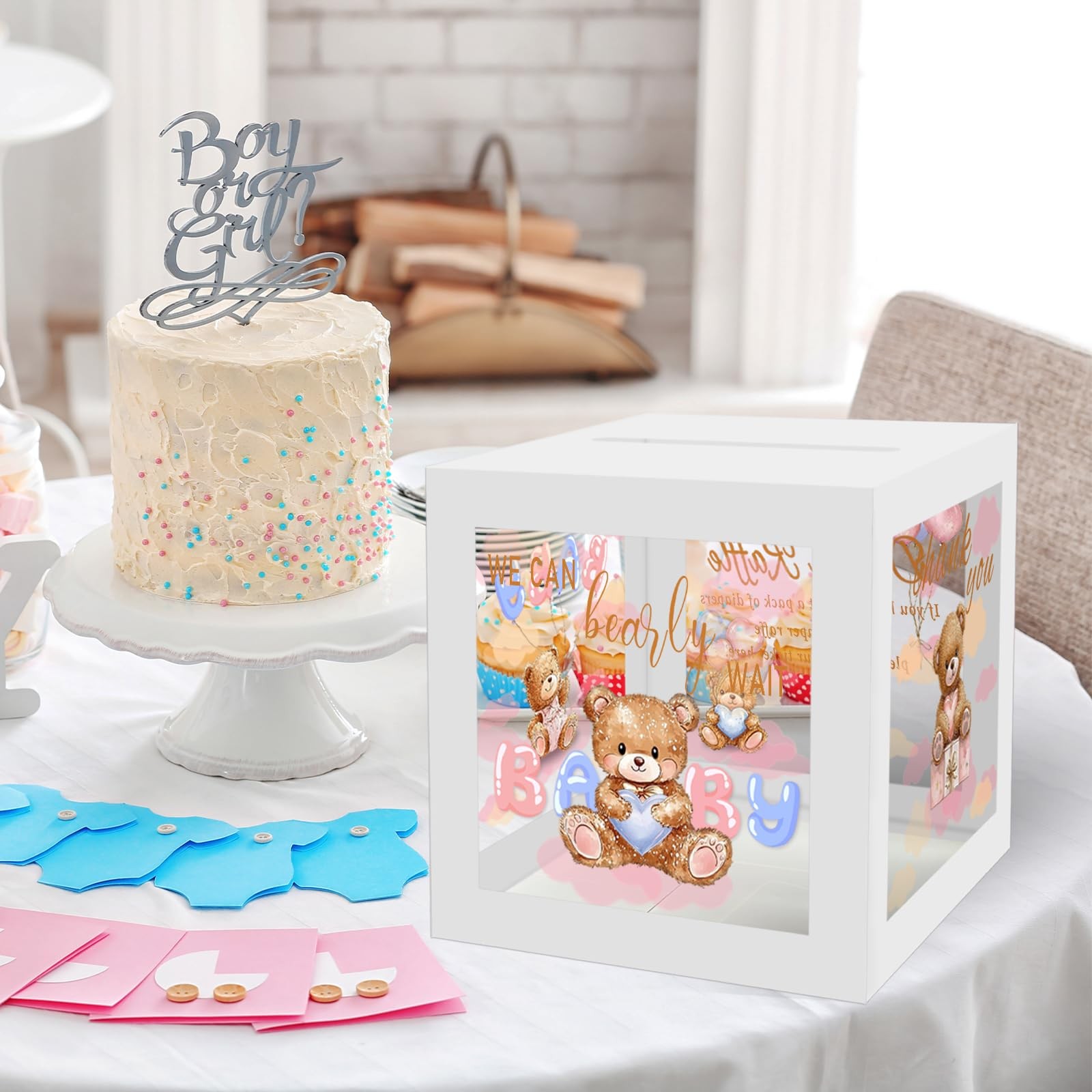 50 Pcs Bear Diaper Raffle Tickets, Baby Shower Supplies Games Multicolor