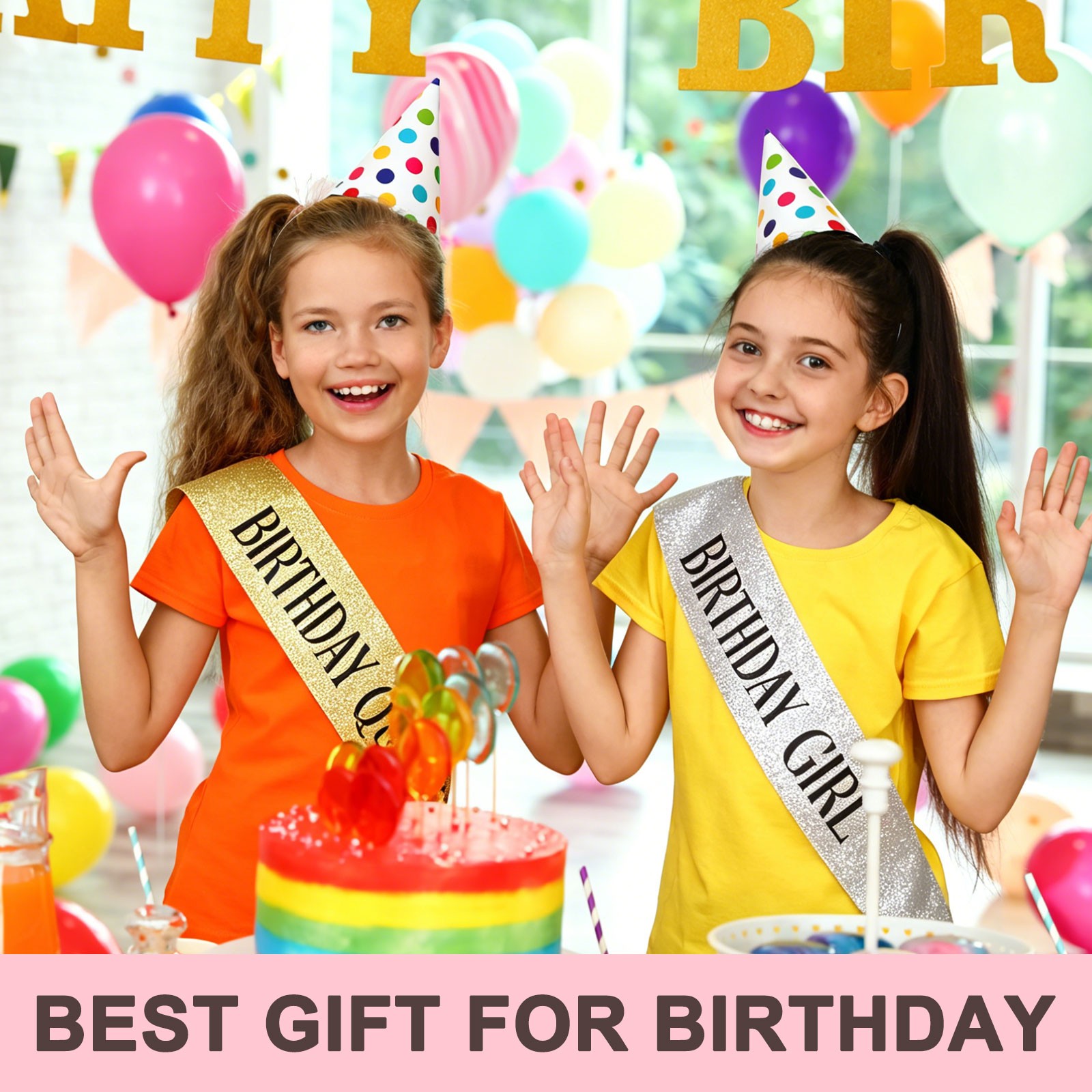 1-Pack Birthday Sash, Sequined Fabric Birthday Gifts [Rose Gold]