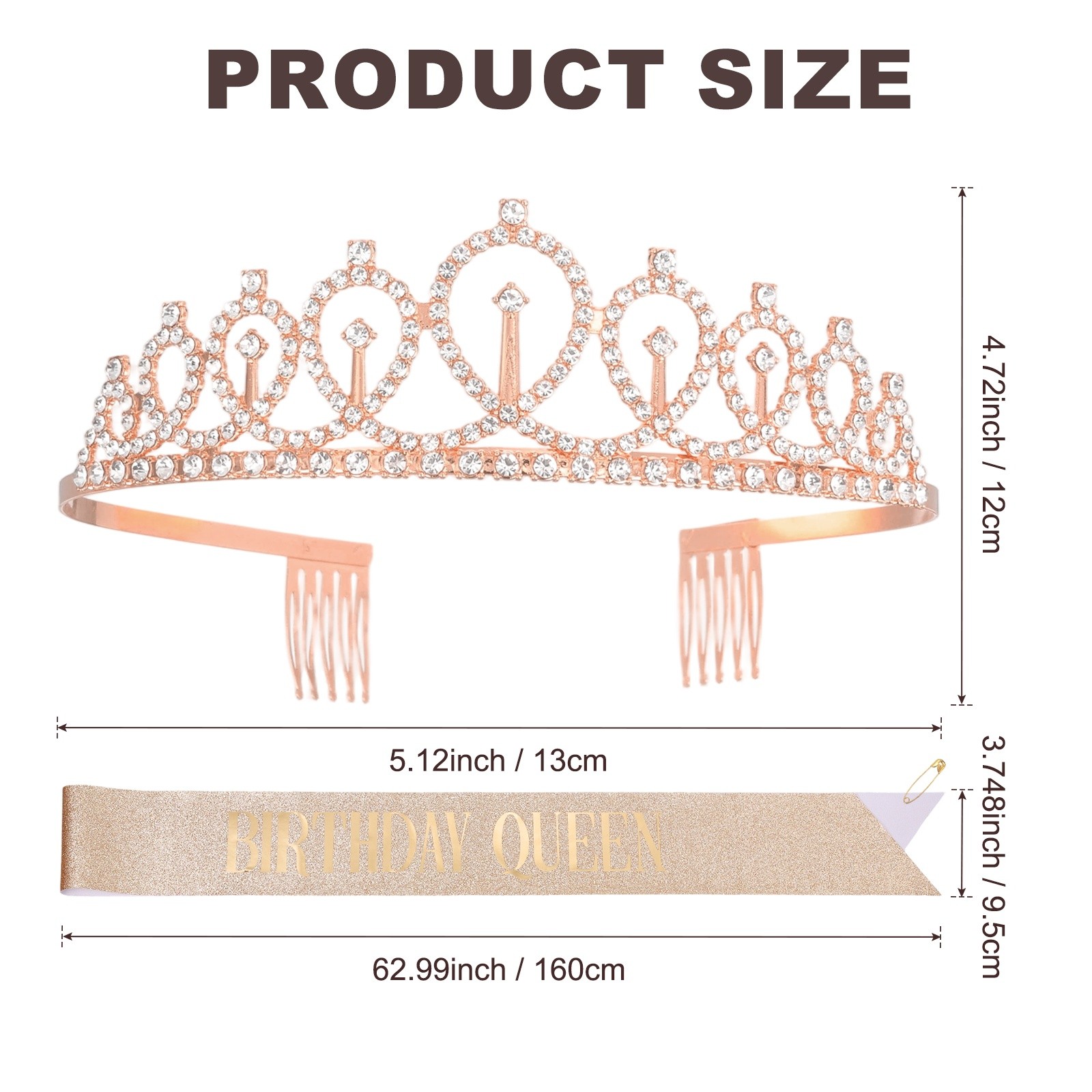 1-Set Birthday Sash, Sequined Fabric Birthday Gifts Decor [Rose Gold]