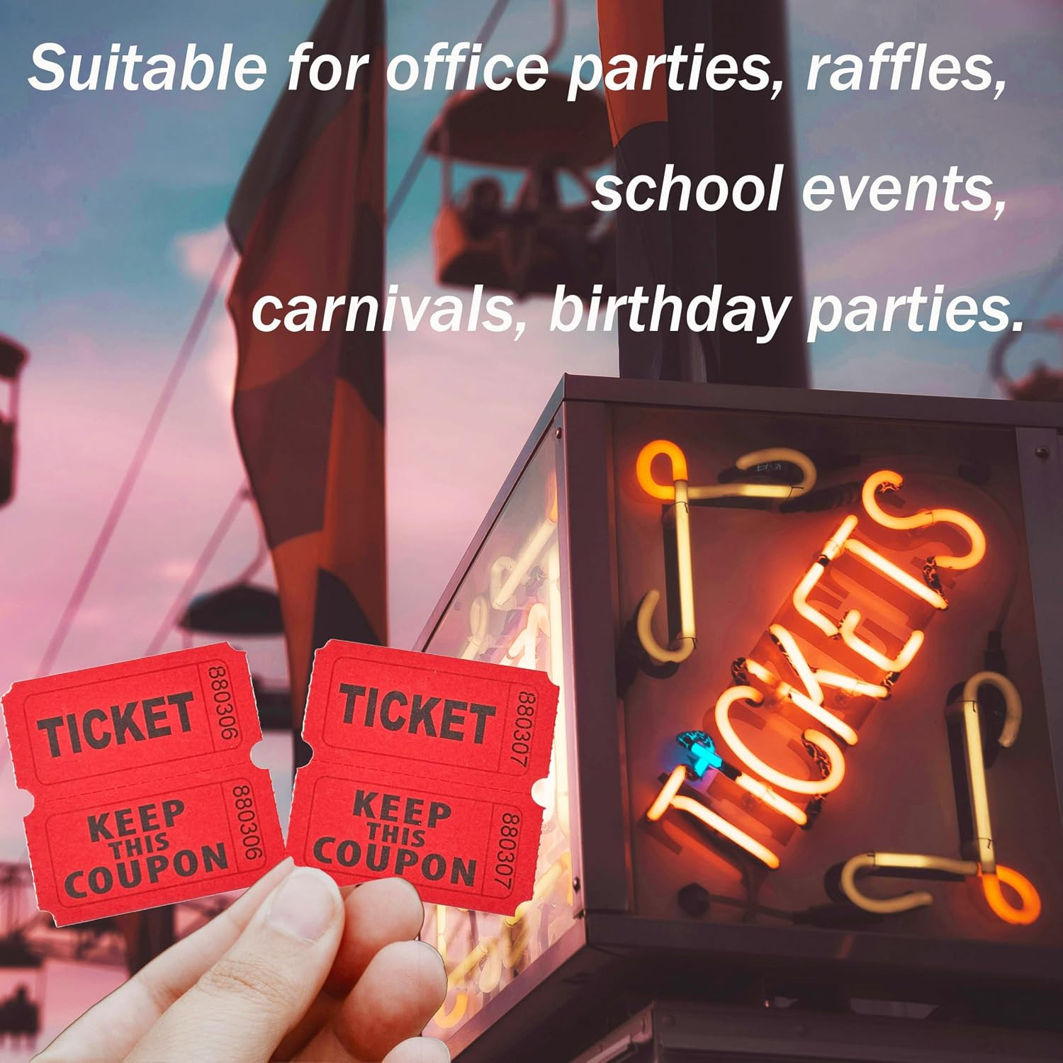 Homrelaxy 2000 Pcs 1000 Pairs Raffle Tickets, 50/50 Double Raffle Tickets, 250