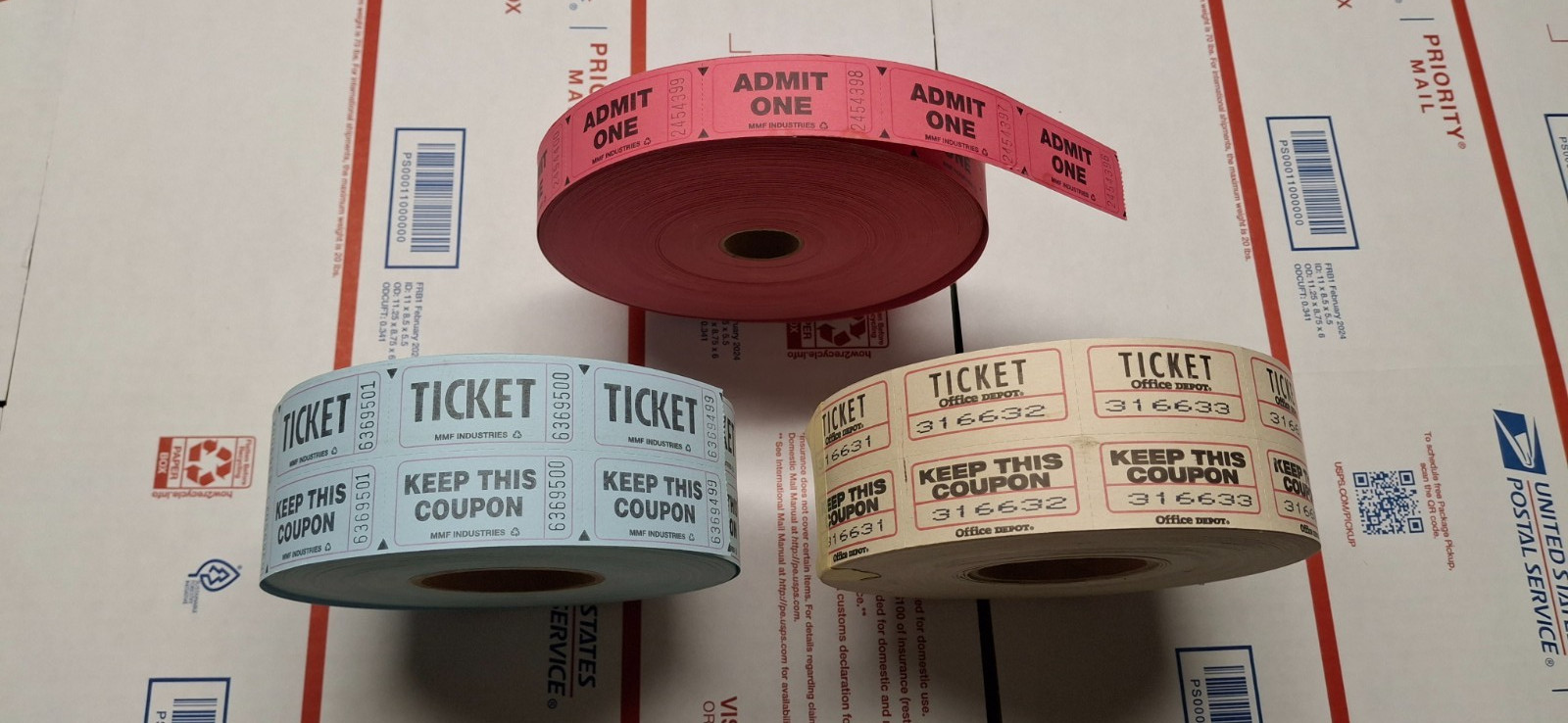 Rolls of Tickets, 3 Rolls