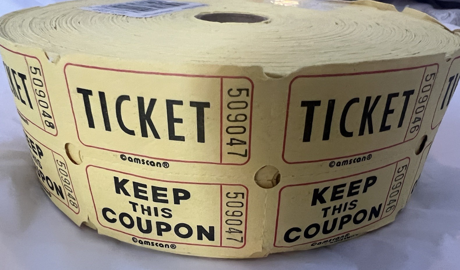 Roll of Tickets, Used for Sale, Yellow, Keep Coupon/Ticket