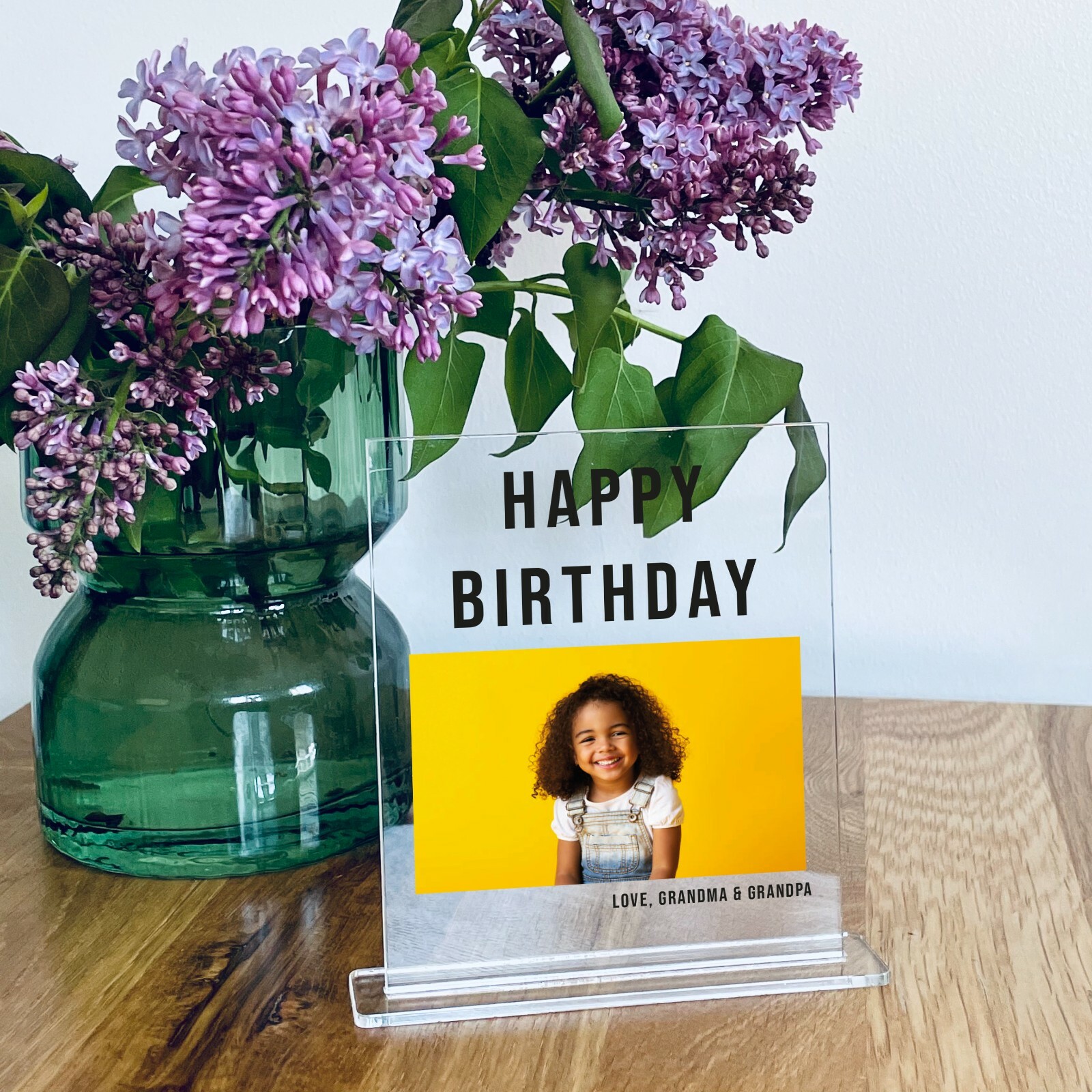 Custom Printed Personalised Happy Birthday Photo Acrylic stand, Gift for Him Her