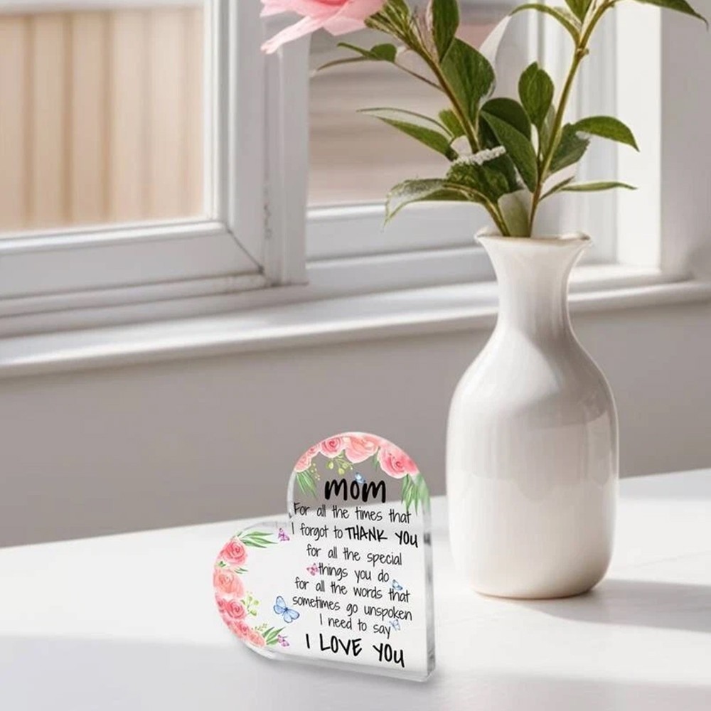 Heart Acrylic Plaque Gift for Mum – Christmas & Mother’s Day Keepsake
