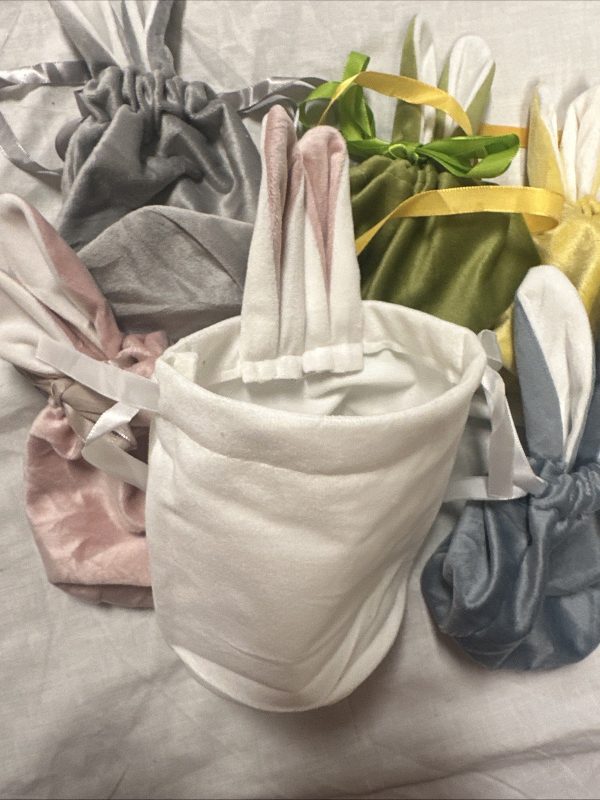 Velvet Drawstring Bunny Bags – 6 Pack Easter Rabbit Reusable, Basket Filler