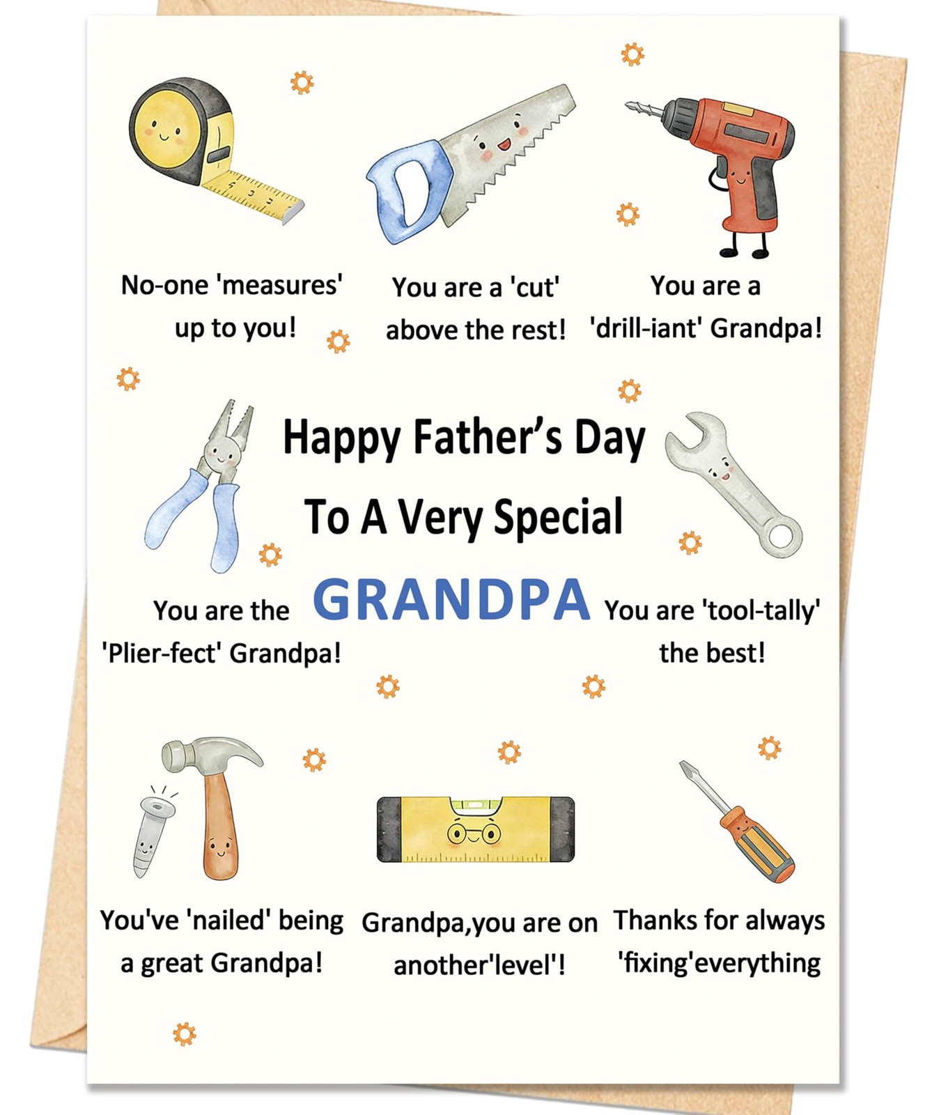 IDU Grandpa Fathers Day Card, Card for 7 x 5 inches, ZN-510