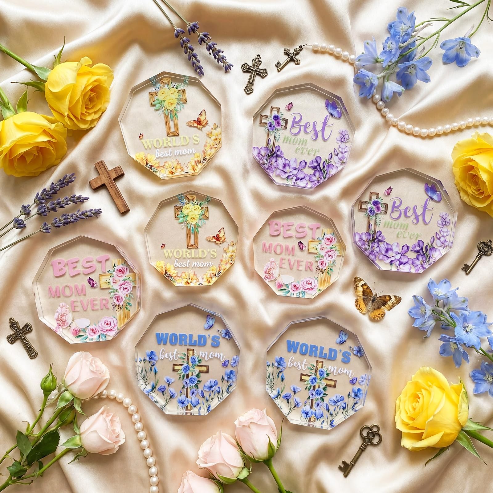 8 Pcs Happy Mother’s Day Christian Church Gifts Bulk Best Mom Ever Butterfly Flo
