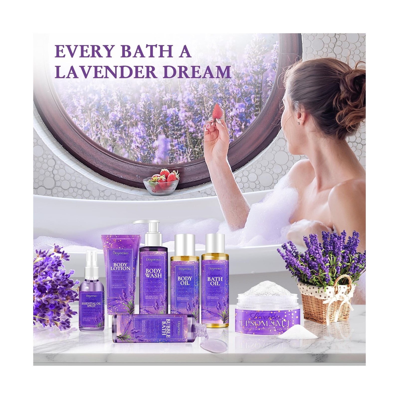 Spa Bath Body Care Wash Christmas Gifts Baskets for Women,7Pcs Relaxation Cal…