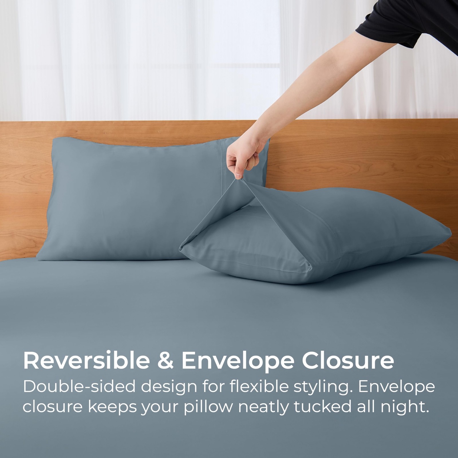 GOKOTTA Envelope Pillow Cases King Size 2 Pack, 100% Rayon Made fro… Fast Ship
