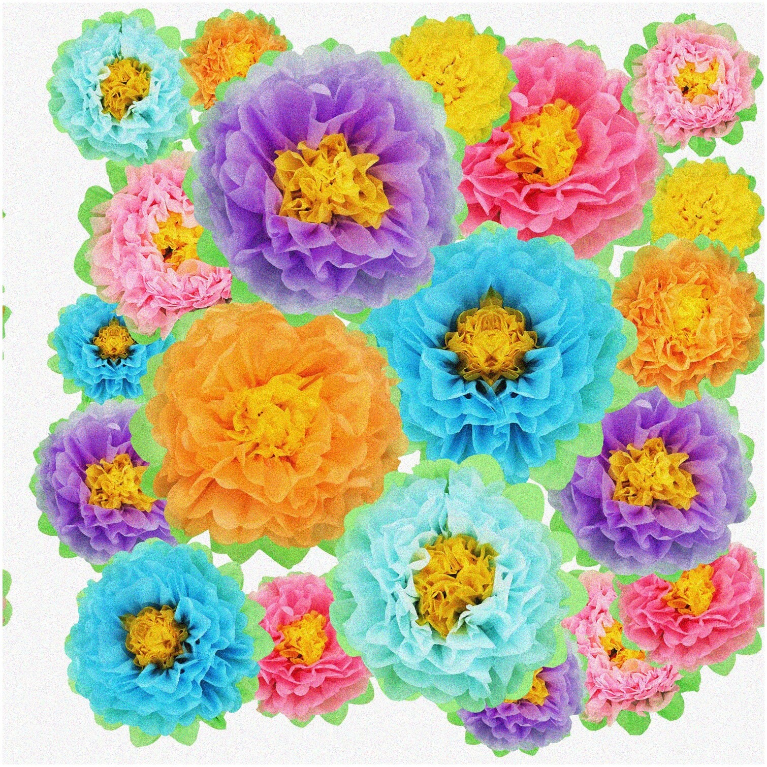 Colorful Paper Flower Party Pack 18 Blooms