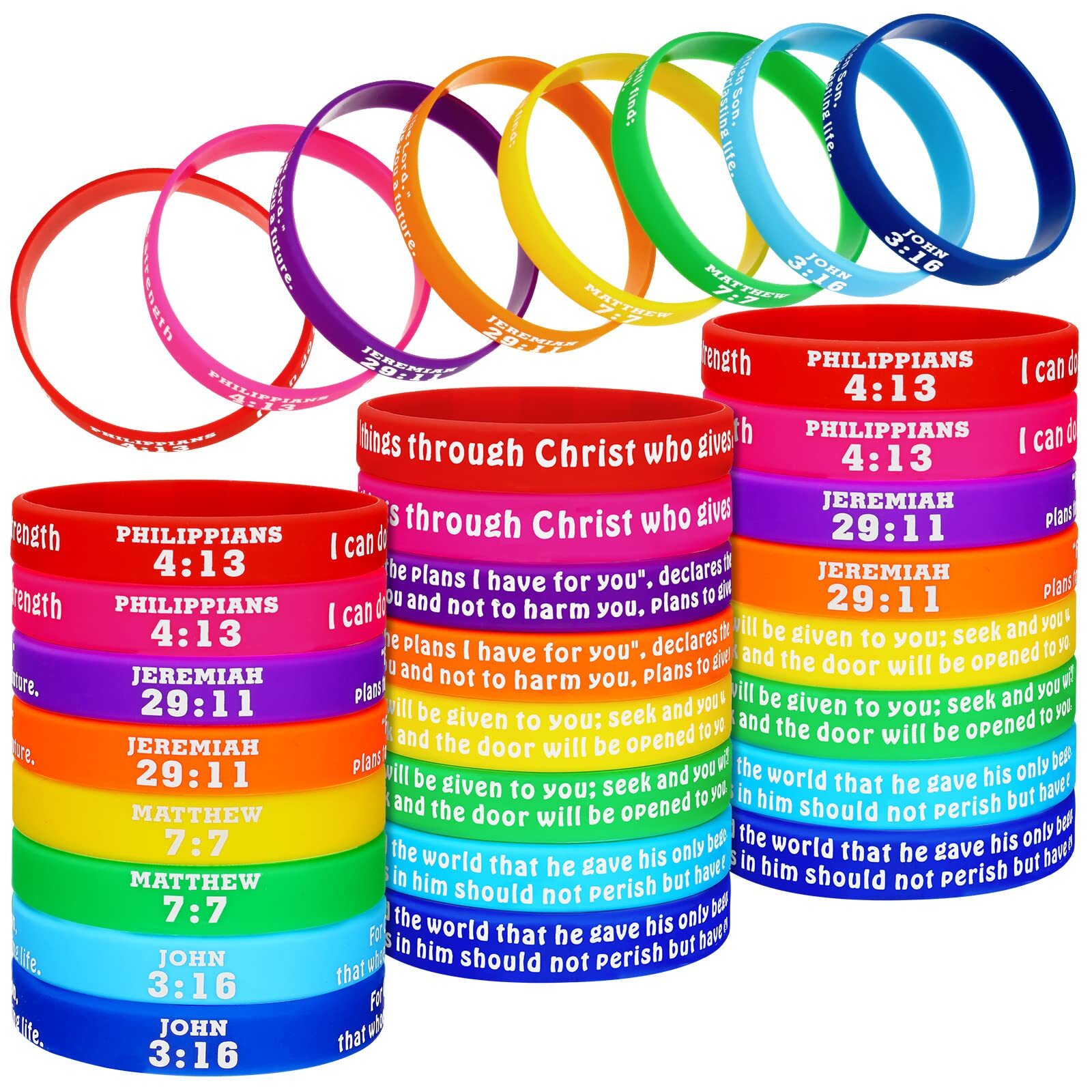 48 Pcs Bible Verses Rubber Bracelets Motivational Christian Religious Wristband