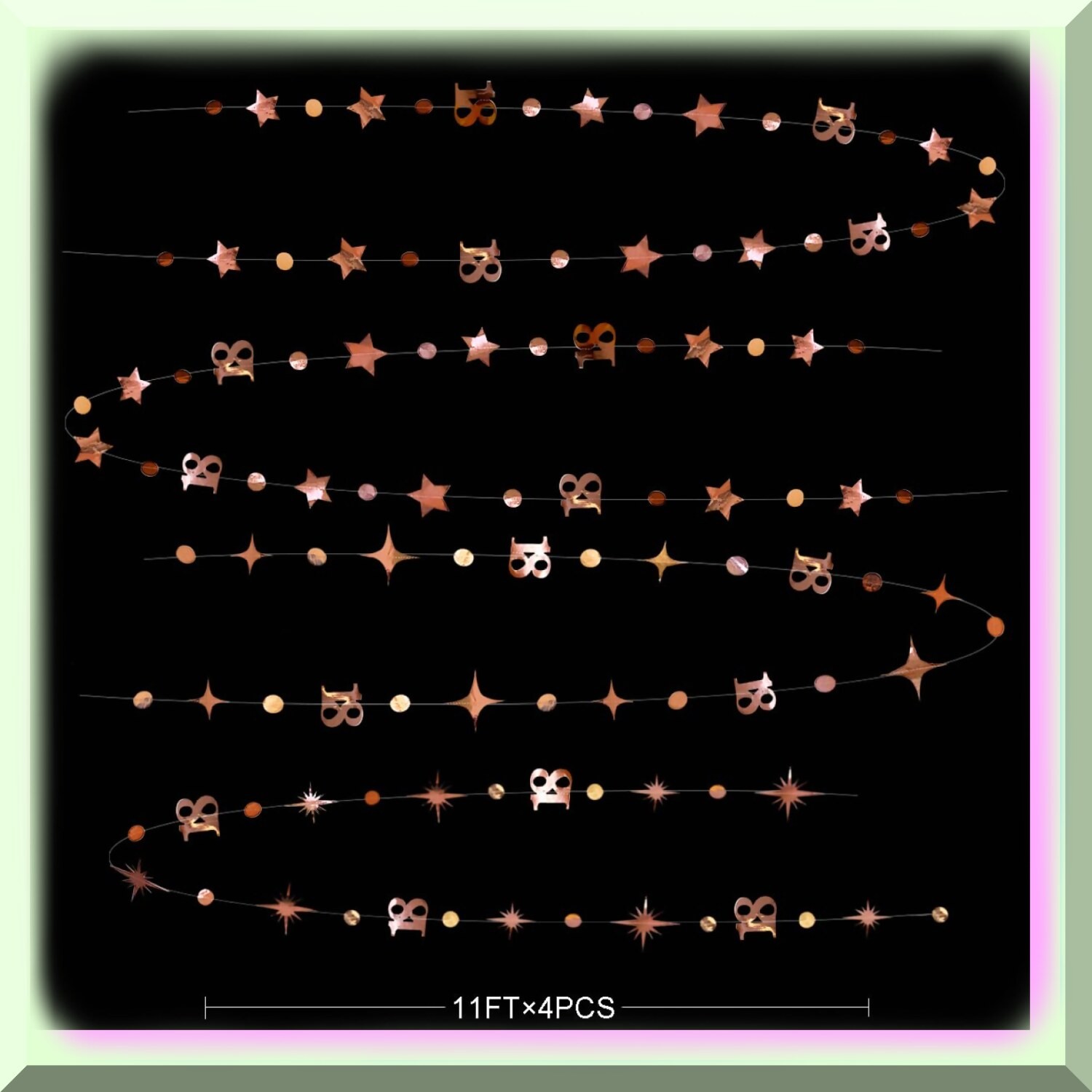 Rose Gold 18th Birthday Decor Kit with Star Garlands