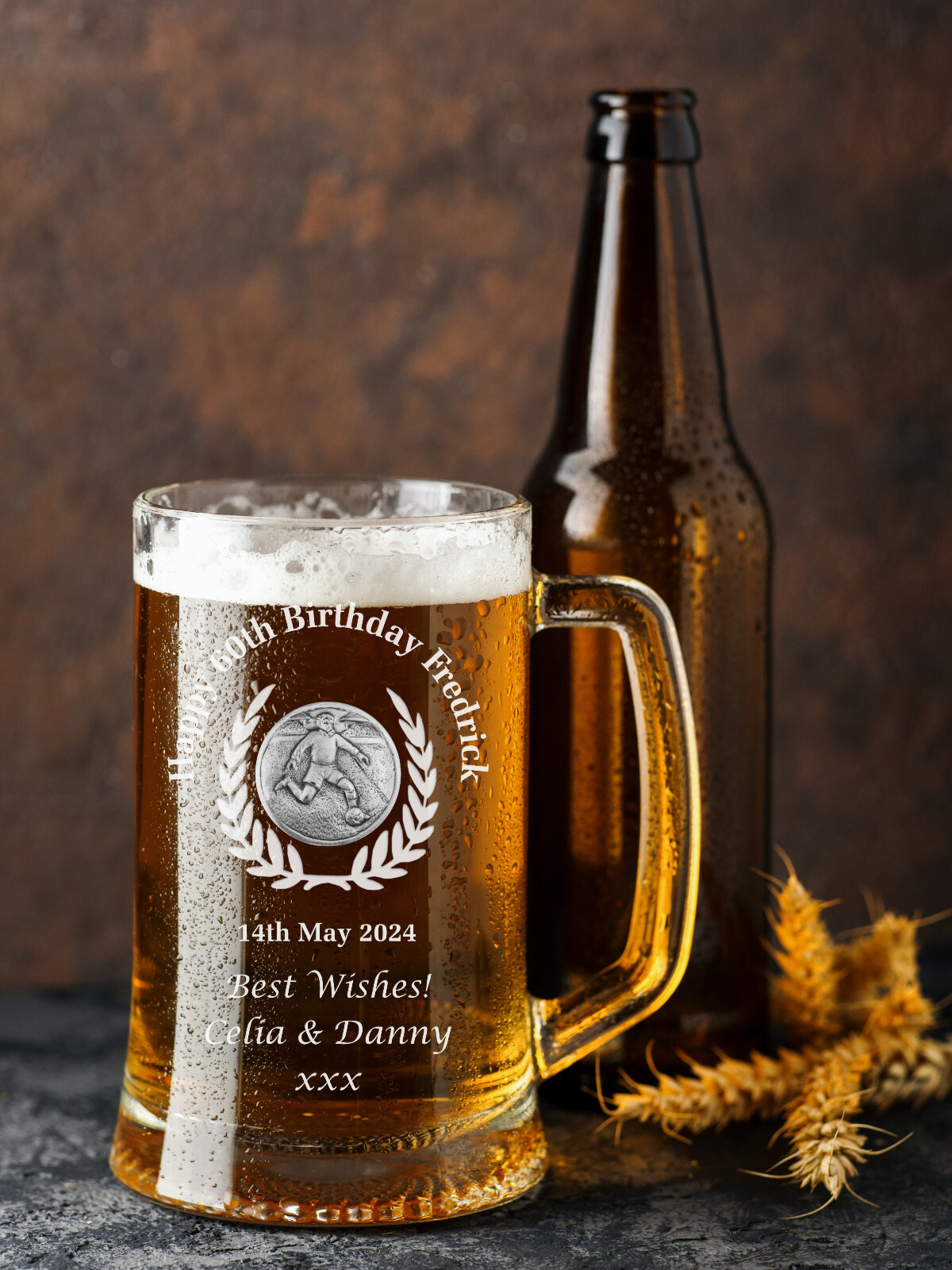 Football Fan Birthday Engraved Pint Tankard 60th 70th 80th Lager Glass Beer Mug