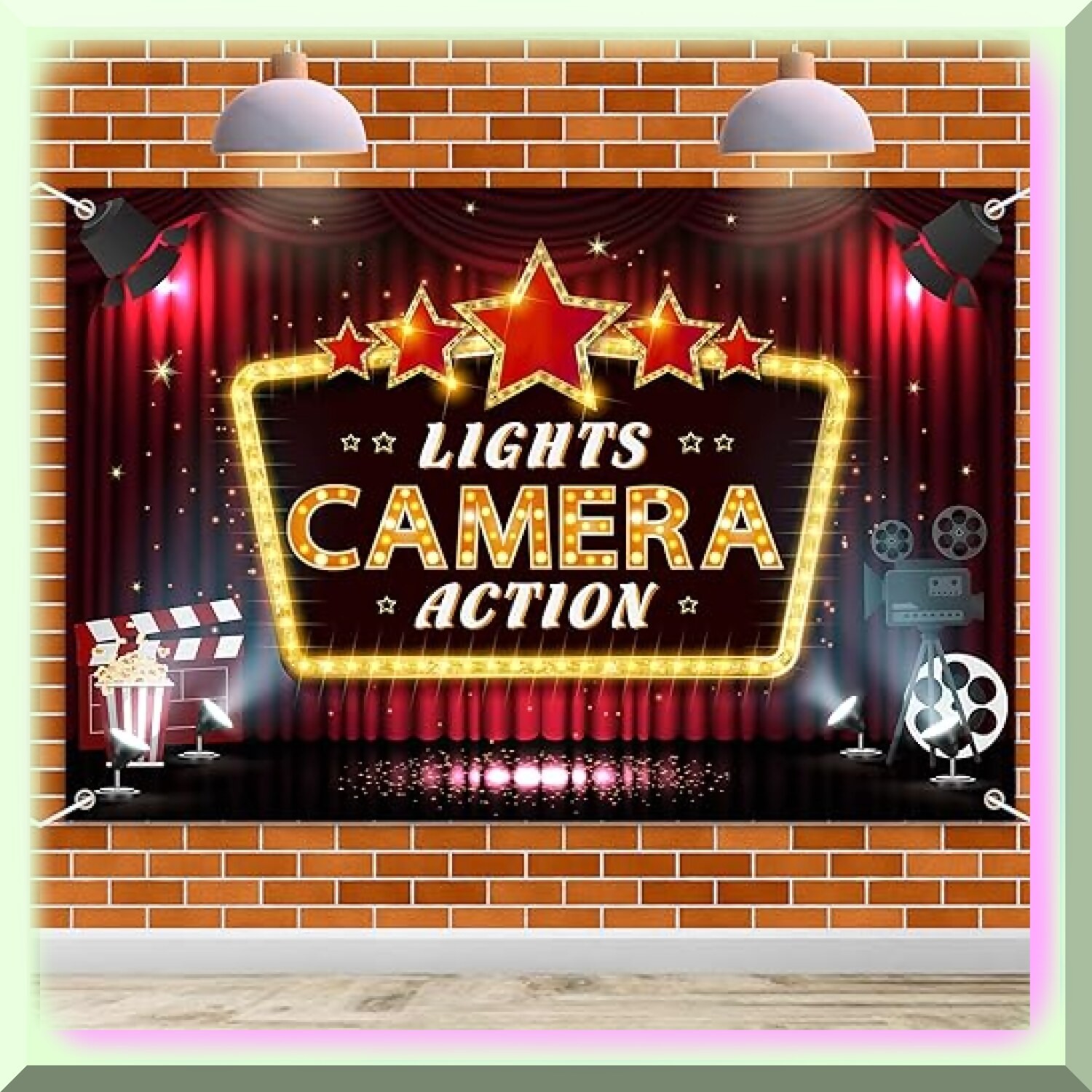 Red Carpet Cinema Party Banner 6x4ft Polyester