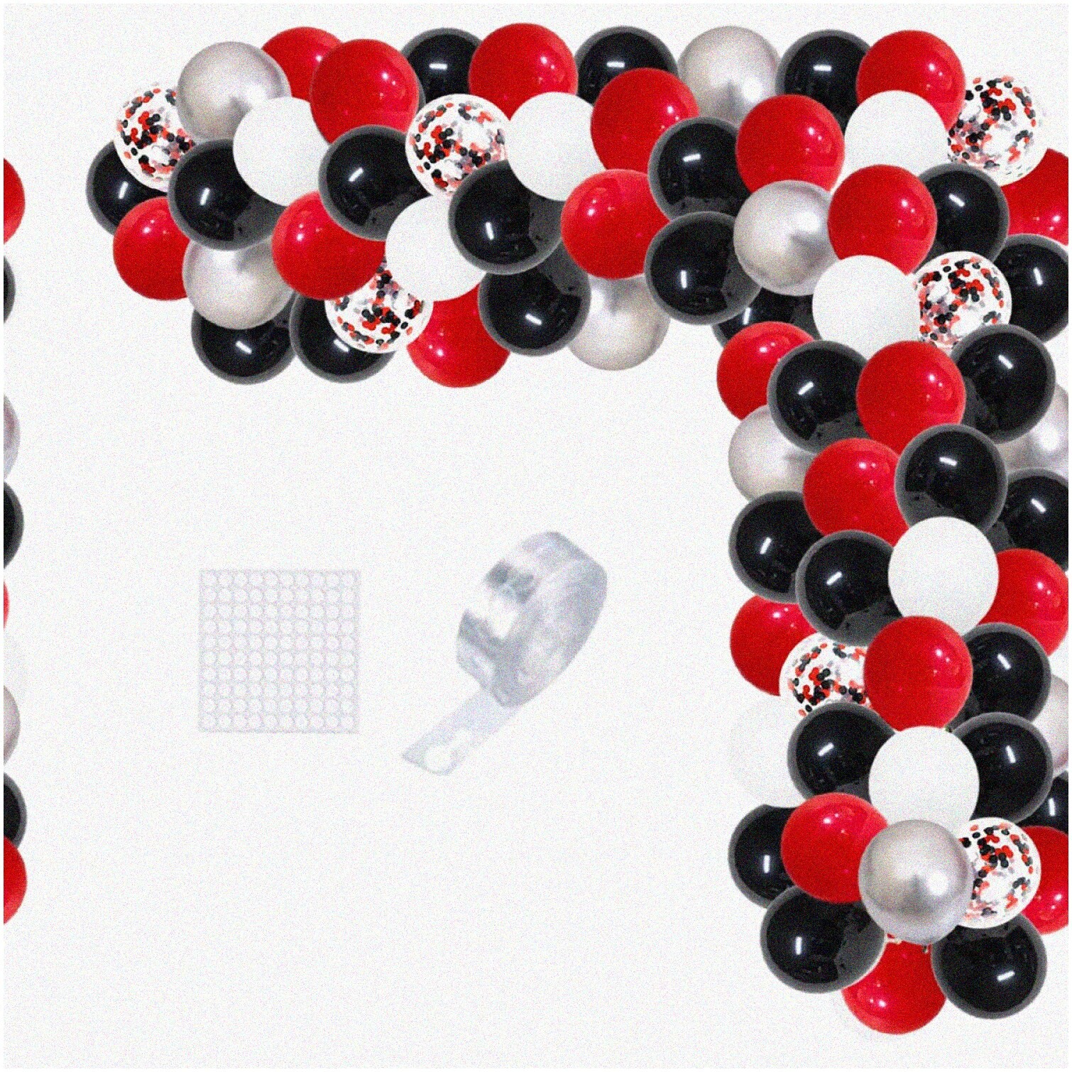 Balloon Arch Kit Red Black White Silver