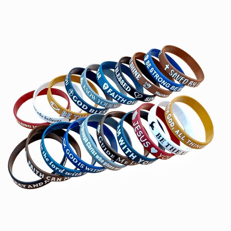 20 Pcs Religious Bible Verse Rubber Bracelet Religiouse Christian Wristband
