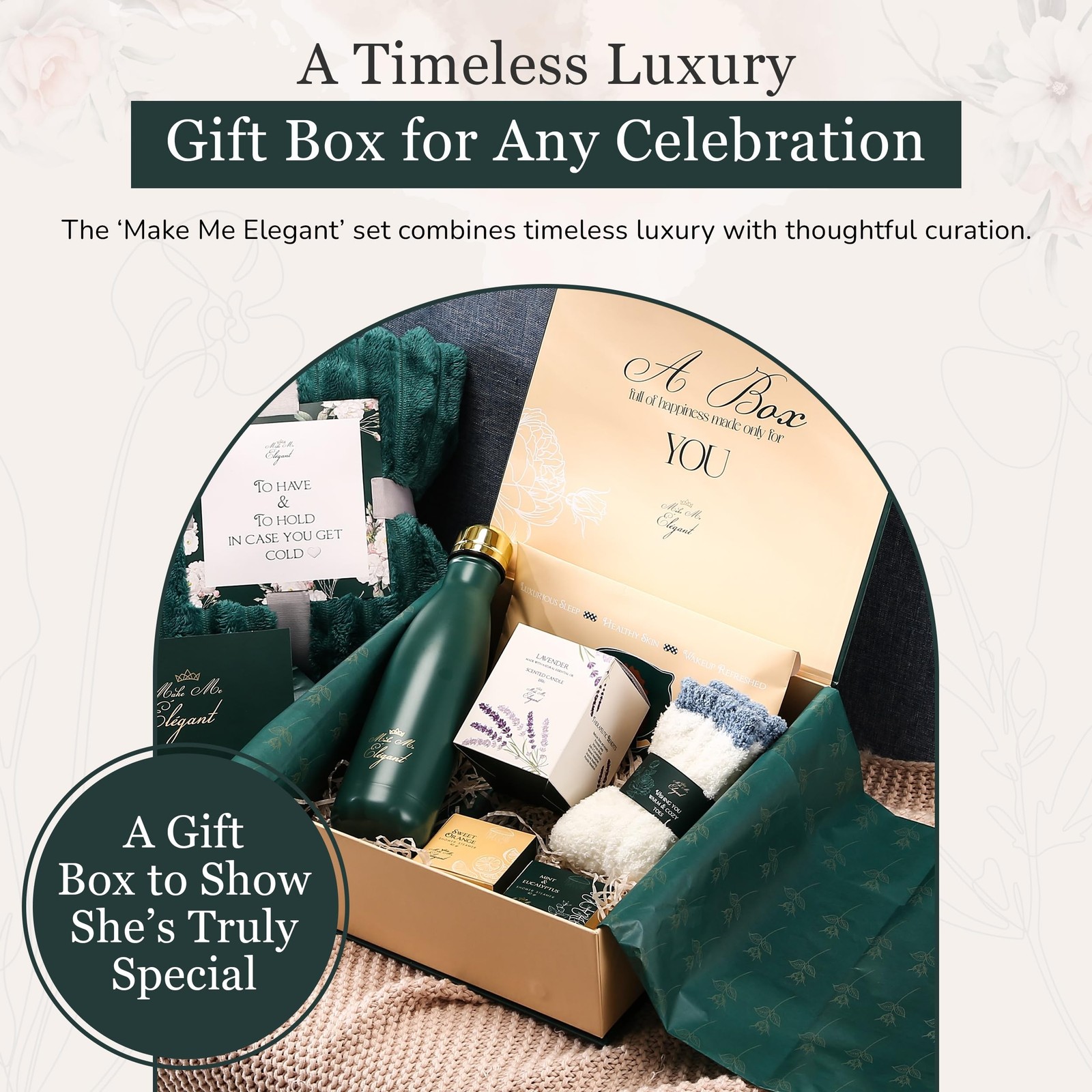 MAKE ME ELEGANT Spa Gift Baskets for Women, Luxury Self Care Package Happy Bi…