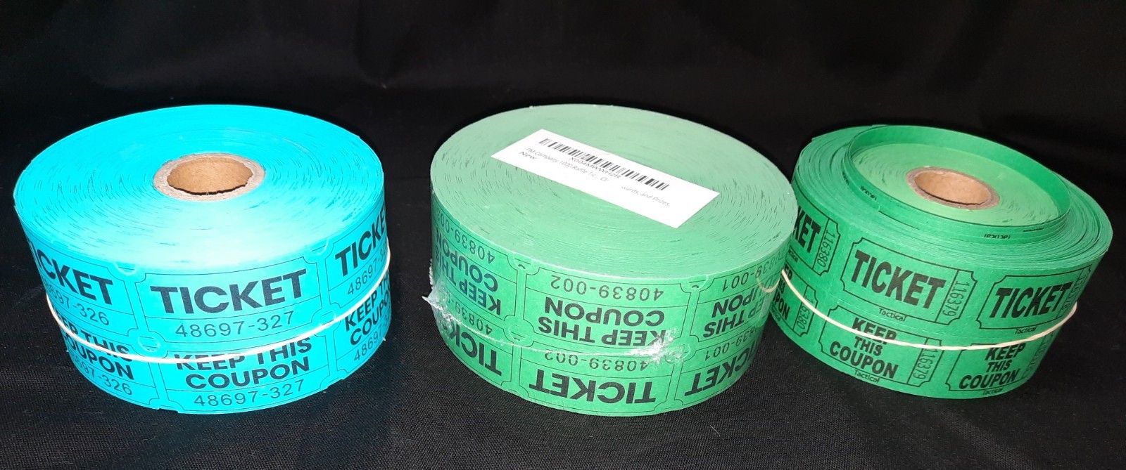 Raffle Tickets Double Stub 3 Rolls of Split the Pot 50/50 Carnival Events