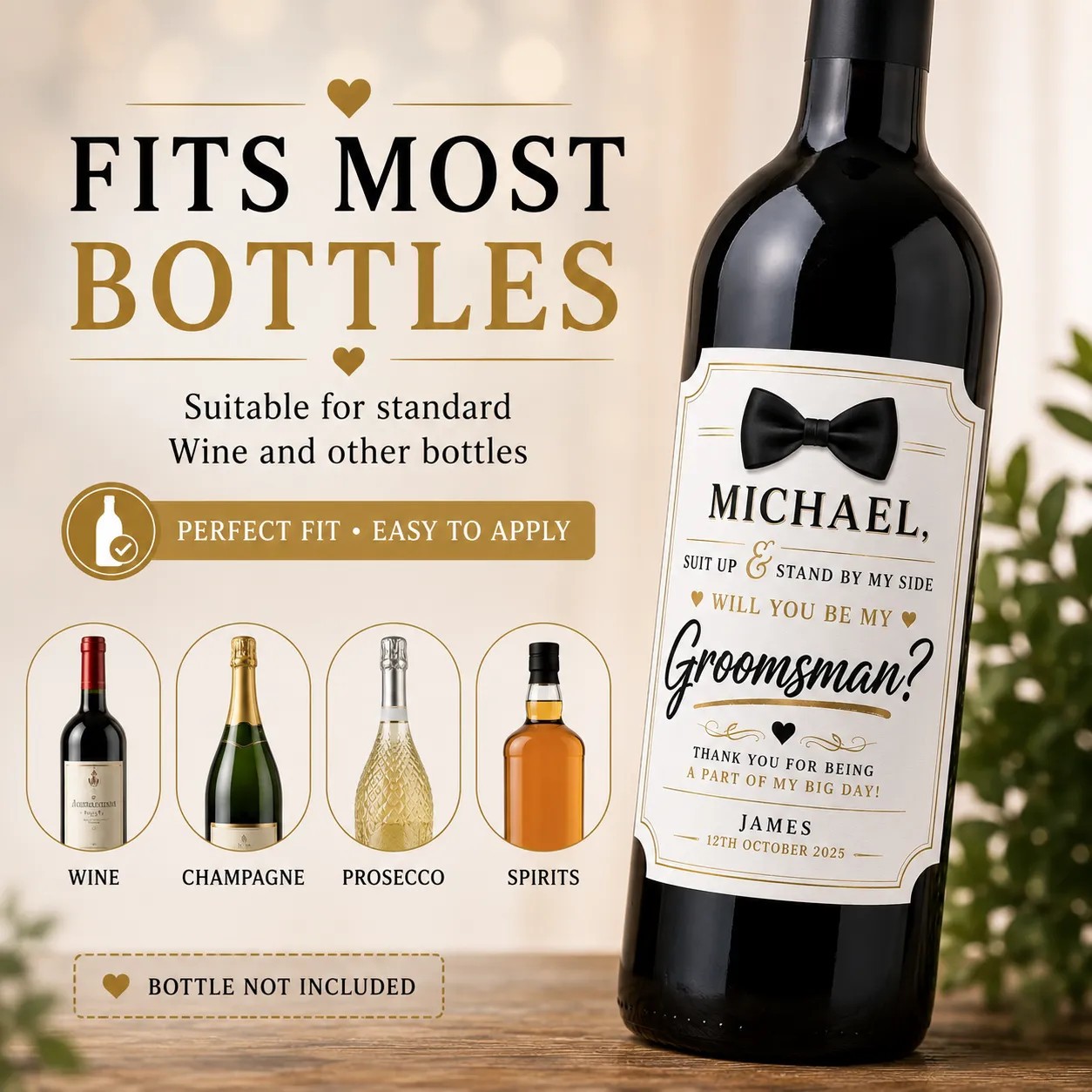 Personalised Groomsman Proposal Bottle Label Sticker – Custom Wedding Gift