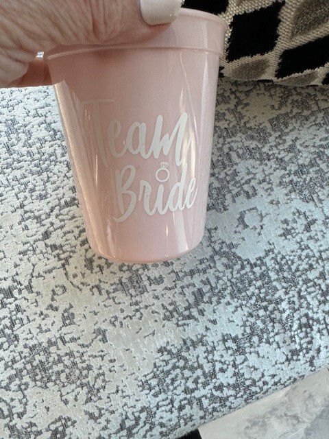 Bridal Shower or Bachelorette Party Plastic Cups Team Bride & Bride 14 pcs