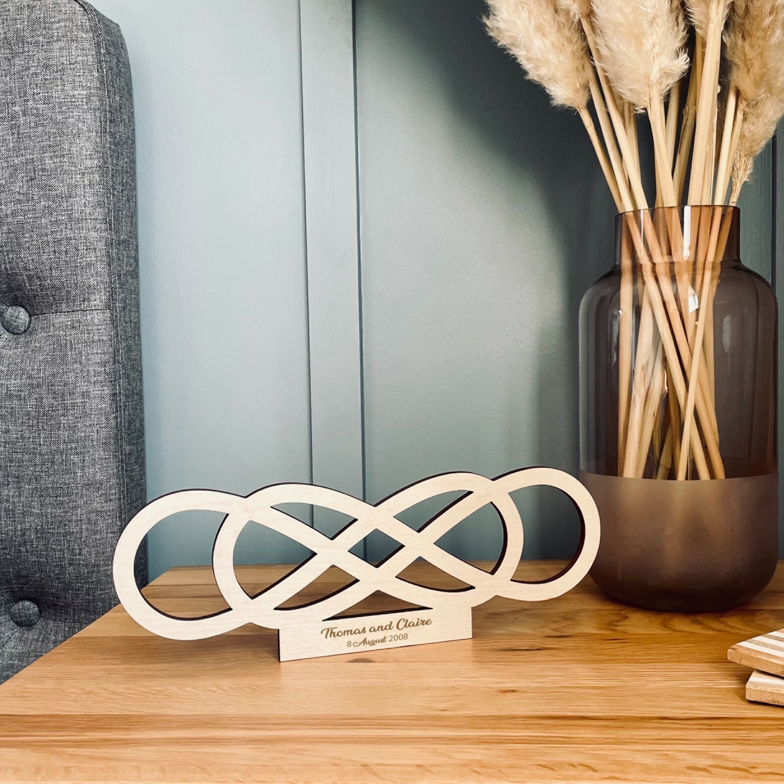 Double Infinity Sign, Personalised Wooden Plaque, Wedding gift, Anniversary gift