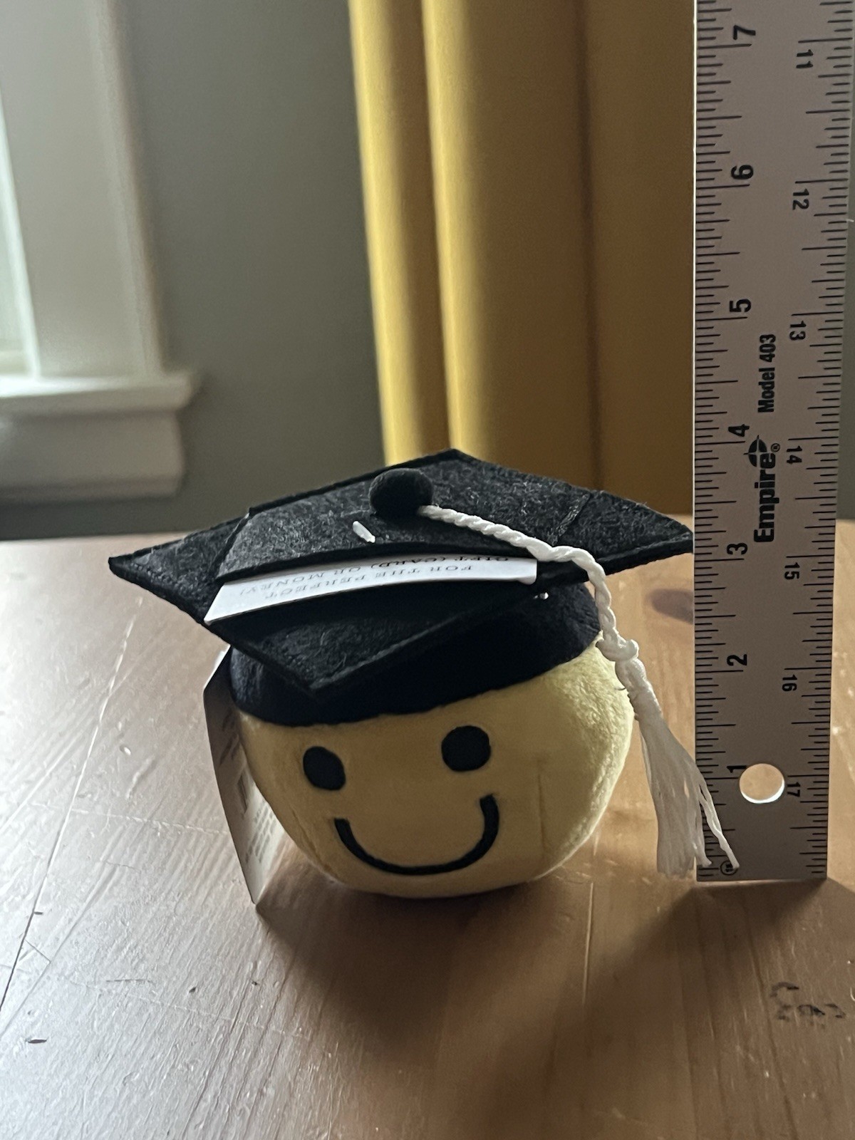 Hallmark Graduation Plush Smiley Face Gift Card Holder Yellow Black White