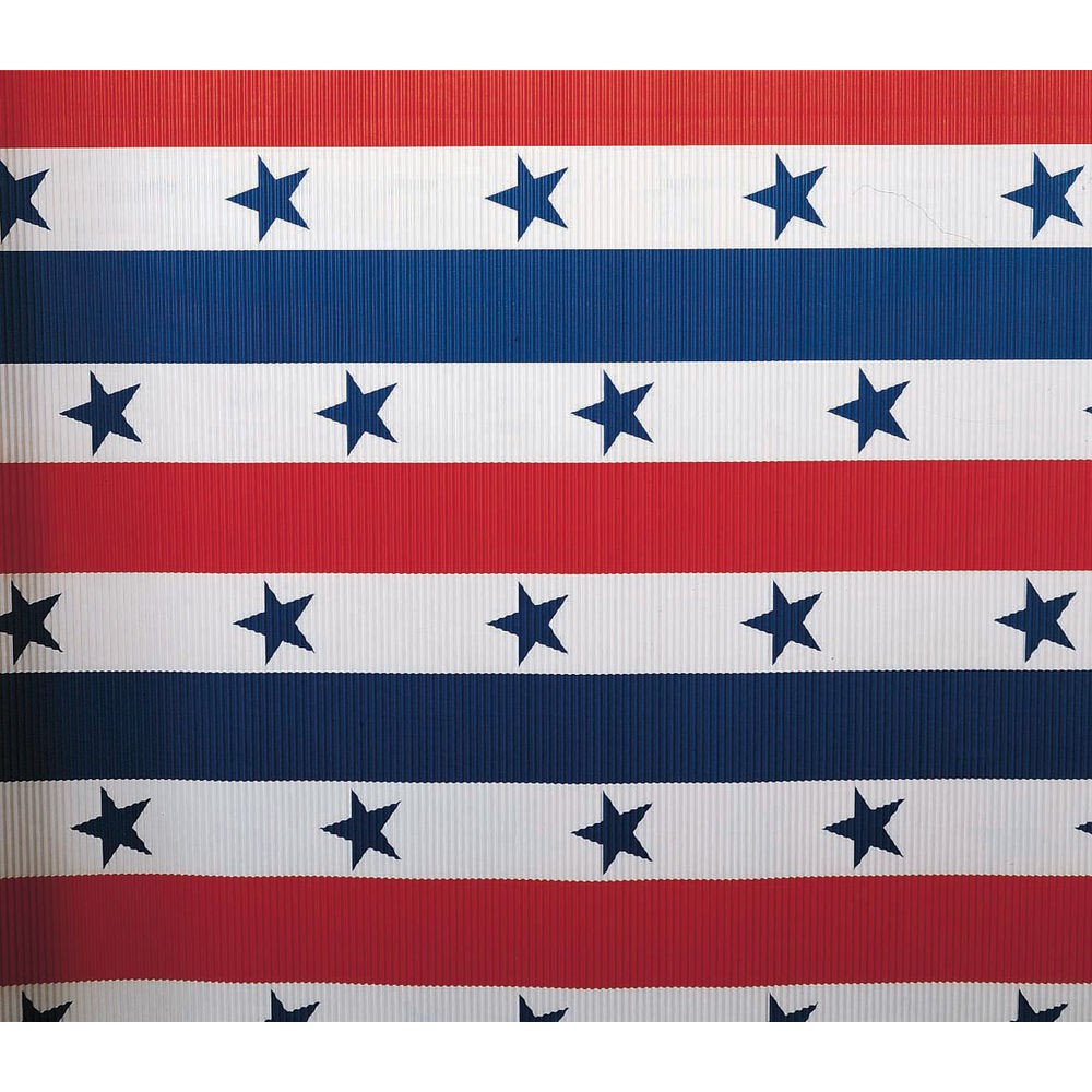 Patriotic Stripe Corobuff Corrugated Paper Counterwrap – 25’L x 48″W