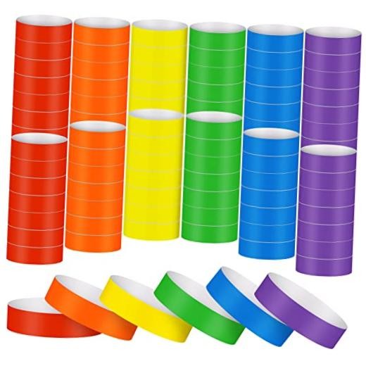 3000 Pcs Paper Wristbands for Events Neon Party Wrist Bands Colored