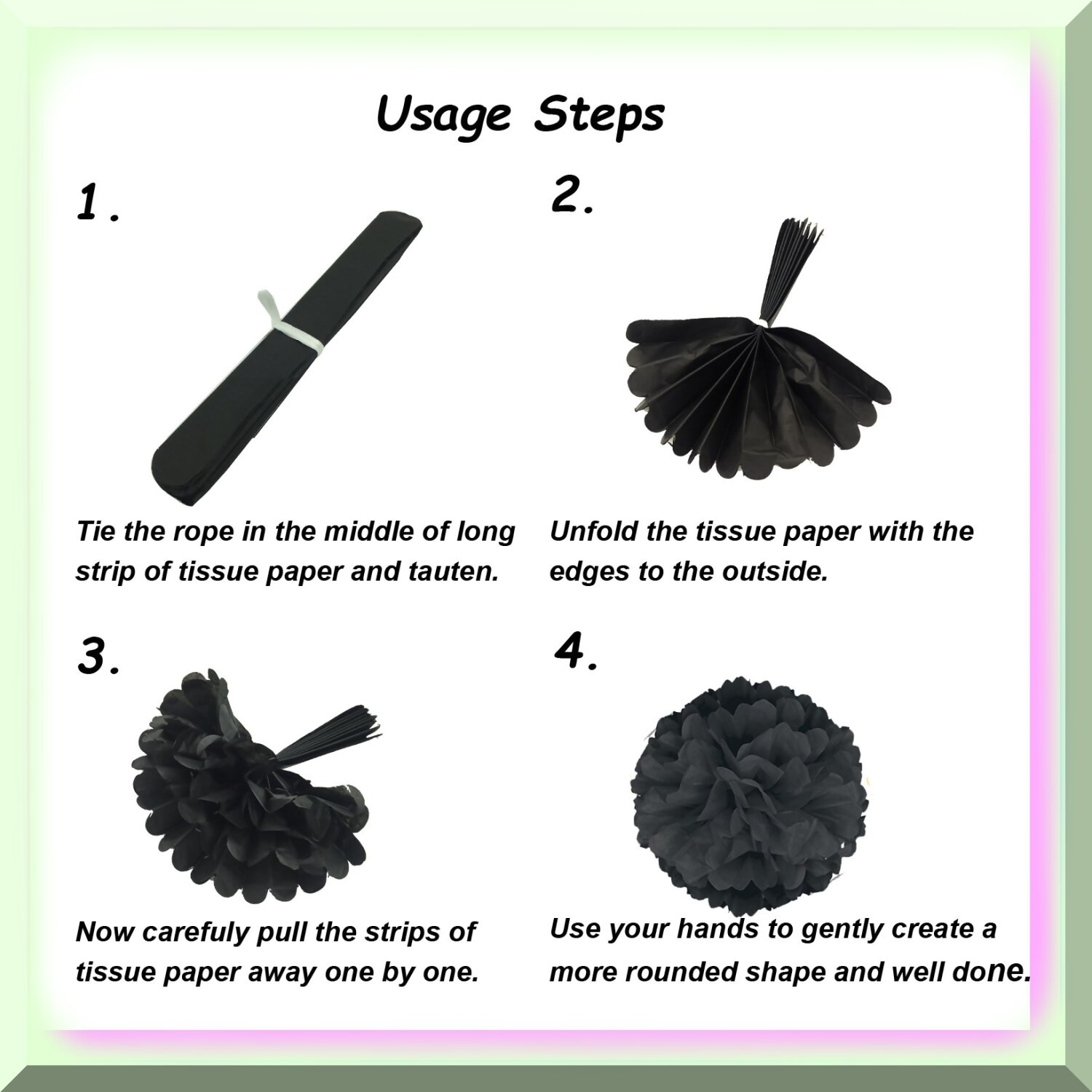 Party Tissue Paper Pom Poms 18 Pieces Black Gold Silver
