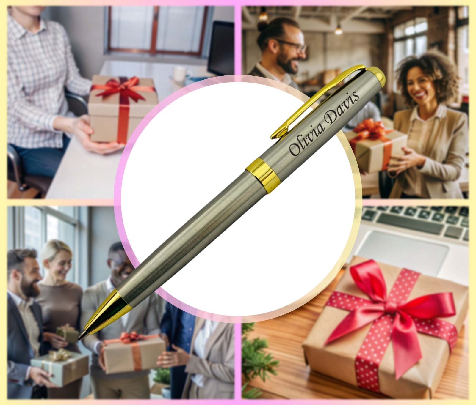 Personalized Pen Set, with Engraved Names, Customized Pens with Box Business Pen