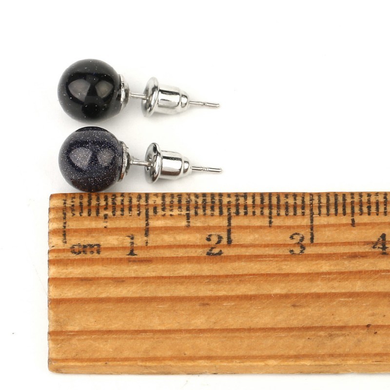 Gemstone Ball Stud Earrings – Healing Crystal Round Bead Ear Studs for Women